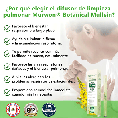 𝐓𝐢𝐞𝐧𝐝𝐚 𝐨𝐟𝐢𝐜𝐢𝐚𝐥 ✅𝐌𝐮𝐫𝑤𝗈𝒏® Difusor Botánico de Mullein para Limpieza de Pulmones (🫁 Tos, faringitis, dificultad para respirar, flema, congestión nasal, bronquitis, síntomas alérgicos, malestar pulmonar)1❤️