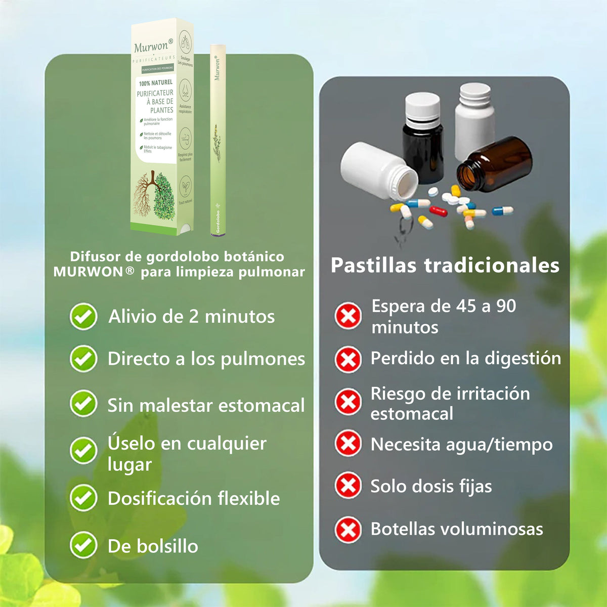 Oferta por tiempo limitado: 30% de descuento en el segundo artículo 🔥𝐌𝐮𝐫𝑤𝗈𝒏® Difusor Botánico de Mullein para Limpieza de Pulmones