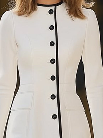 【Expédition en 24 heures】Robe col rond à ourlet contrasté de luxe léger