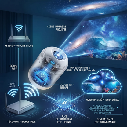 PKNEW® 🐉 Projecteur d'Ambiance 360° Effet Galaxie et Vagues d'Océan🥨