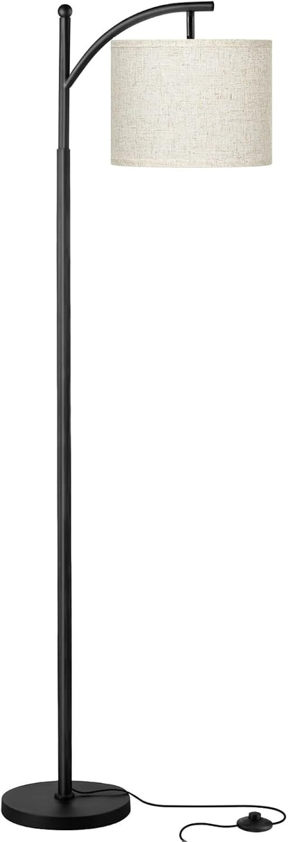 Lampadaire haut avec 3 températures de couleur – abat-jour en lin réglable, 60", pour salon, chambre, bureau et dortoir, ampoule incluse, beige et noir.