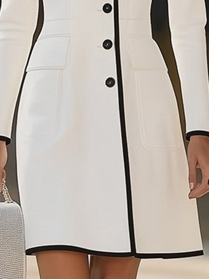 【Expédition en 24 heures】Robe col rond à ourlet contrasté de luxe léger