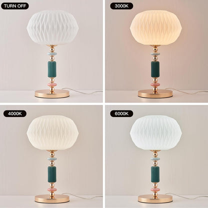 Lampe de table moderne avec abat-jour en verre blanc laiteux, lampe de bureau en métal avec cordon d’alimentation et interrupteur à prise, pour chambre et salon.