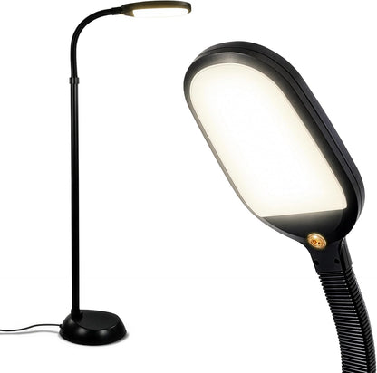 Lampadaire de lecture LED – lampe sur pied à col de cygne réglable pour la lecture, les loisirs créatifs et le bureau, noir.