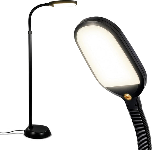 Lampadaire de lecture LED – lampe sur pied à col de cygne réglable pour la lecture, les loisirs créatifs et le bureau, noir.