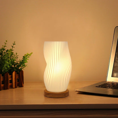 Petite lampe de table – veilleuse de chevet vintage à rayures, mini lampe pour chambre, salon, bureau et dortoir, lumière chaude.