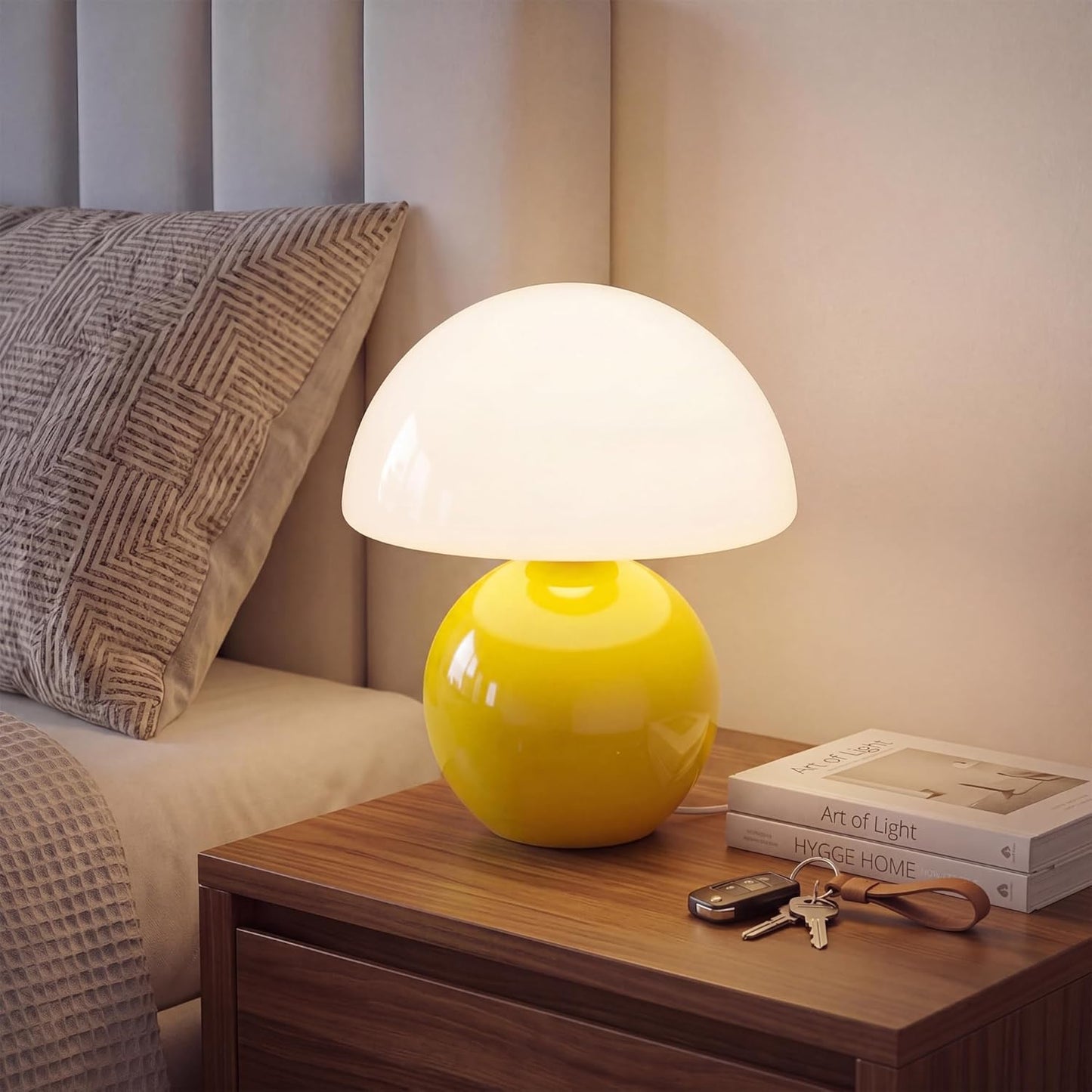 Lampe de table pour chambre à coucher, lampe de chevet effet glace craquelée, petite lampe de chevet moderne pour salon, jolie lampe de bureau au style mid-century.