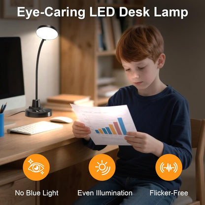 Bras de lampe flexible à col de cygne avec base, lampe de lecture protectrice pour les yeux, adaptée à la maison, au bureau, à la chambre et à la salle d’étude.