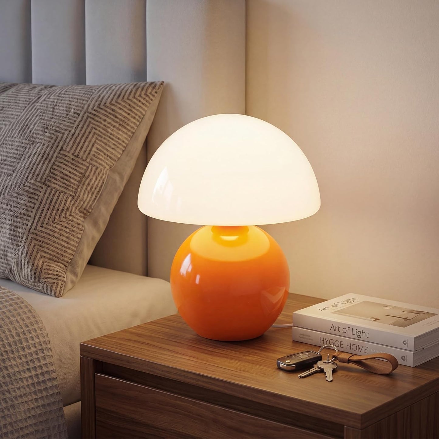 Lampe de table pour chambre à coucher, lampe de chevet effet glace craquelée, petite lampe de chevet moderne pour salon, jolie lampe de bureau au style mid-century.