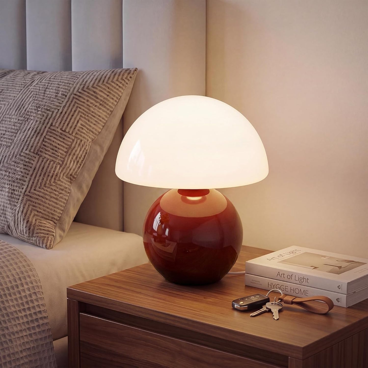 Lampe de table pour chambre à coucher, lampe de chevet effet glace craquelée, petite lampe de chevet moderne pour salon, jolie lampe de bureau au style mid-century.