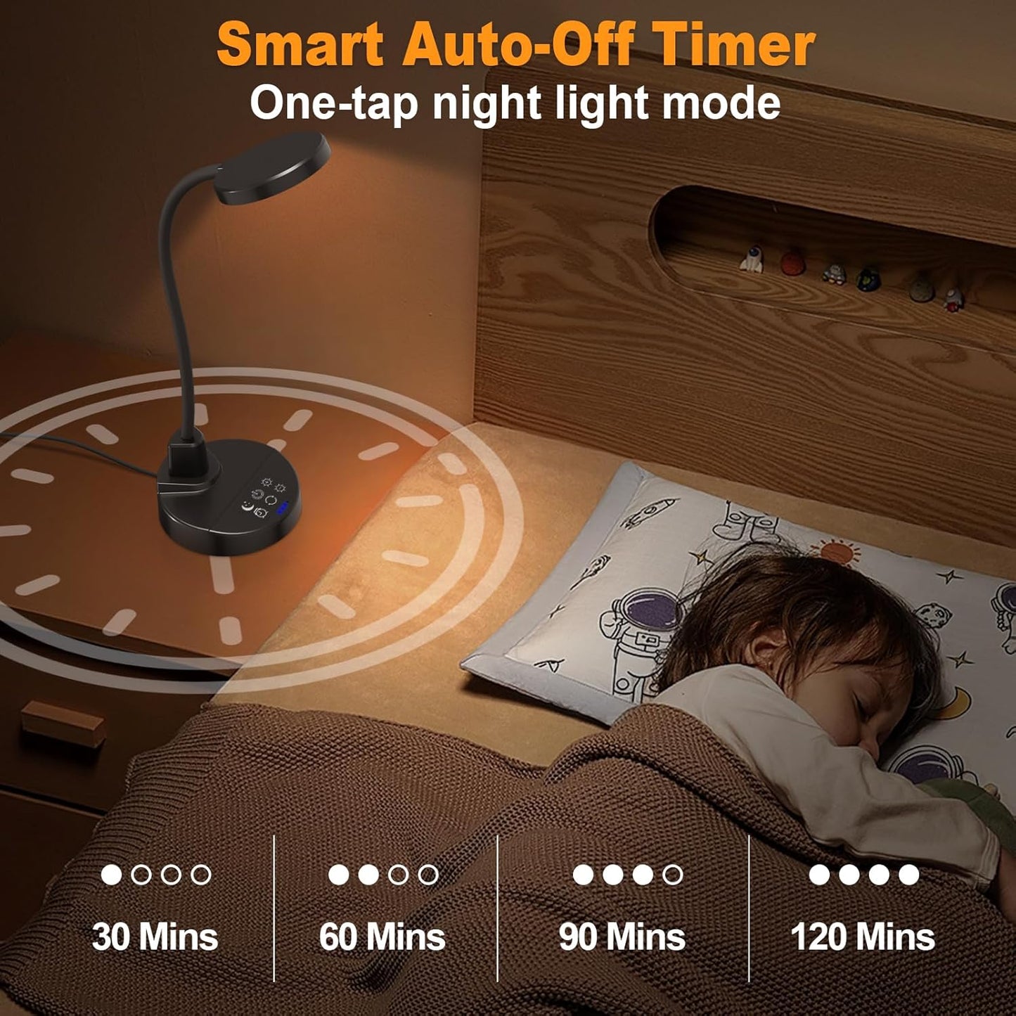 Bras de lampe flexible à col de cygne avec base, lampe de lecture protectrice pour les yeux, adaptée à la maison, au bureau, à la chambre et à la salle d’étude.
