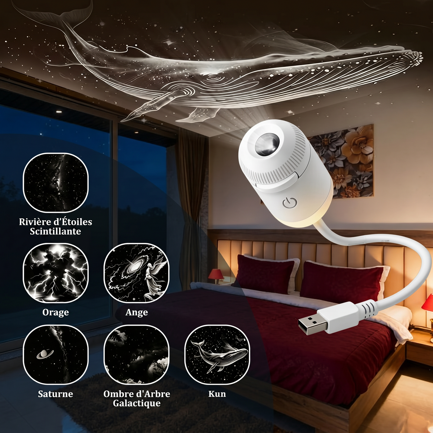 PKNEW® 🐉 Projecteur d'Ambiance 360° Effet Galaxie et Vagues d'Océan🥨